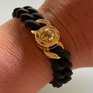 Black and Gold Jelly Rustic Cuff Bracelet